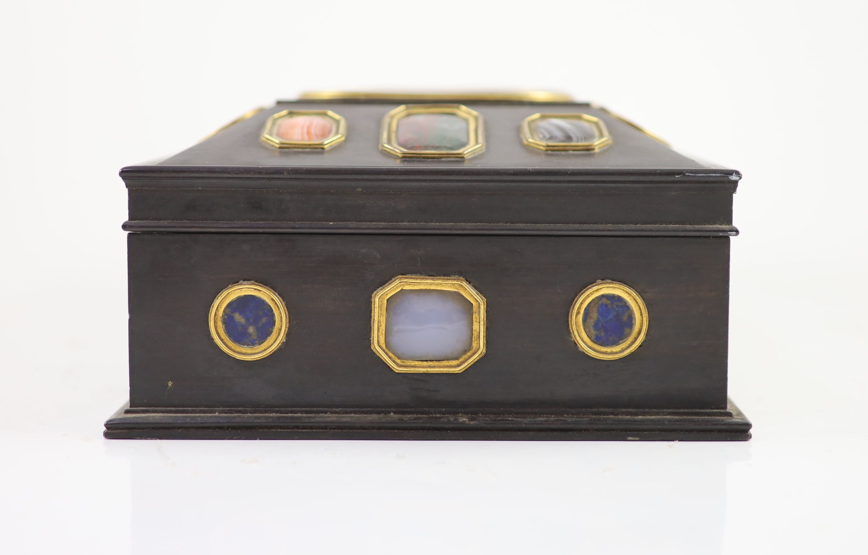 A late George III Grand Tour Souvenir ebony work box width 29cm depth 21cm height 11cm